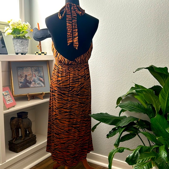 NWT Beautiful Anthropologie tiger stripe print dress with Keyhole bodice size S - Picture 3 of 6